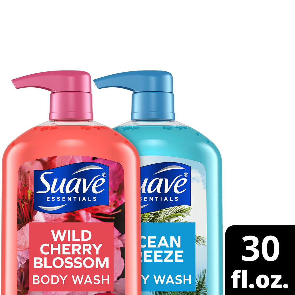 Suave Wild Cherry Blossom bubbles close up for pampered bath time