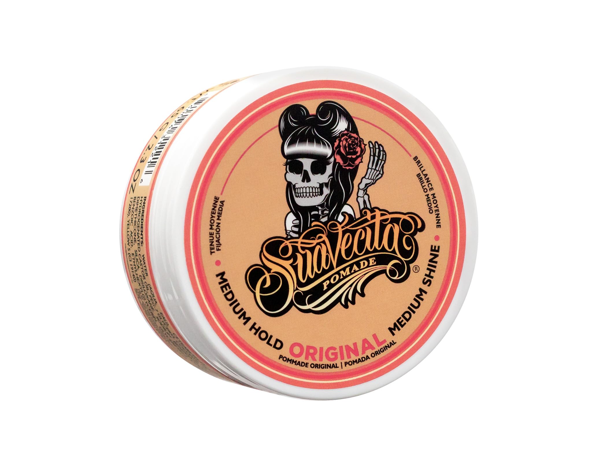 Suavecita pomade for women can front view showing smooth hold and shine.