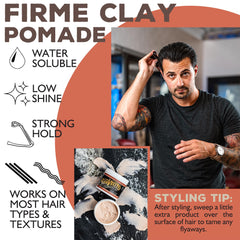 Suavecito Firme Clay on textured hair showing natural texture with matte finish.