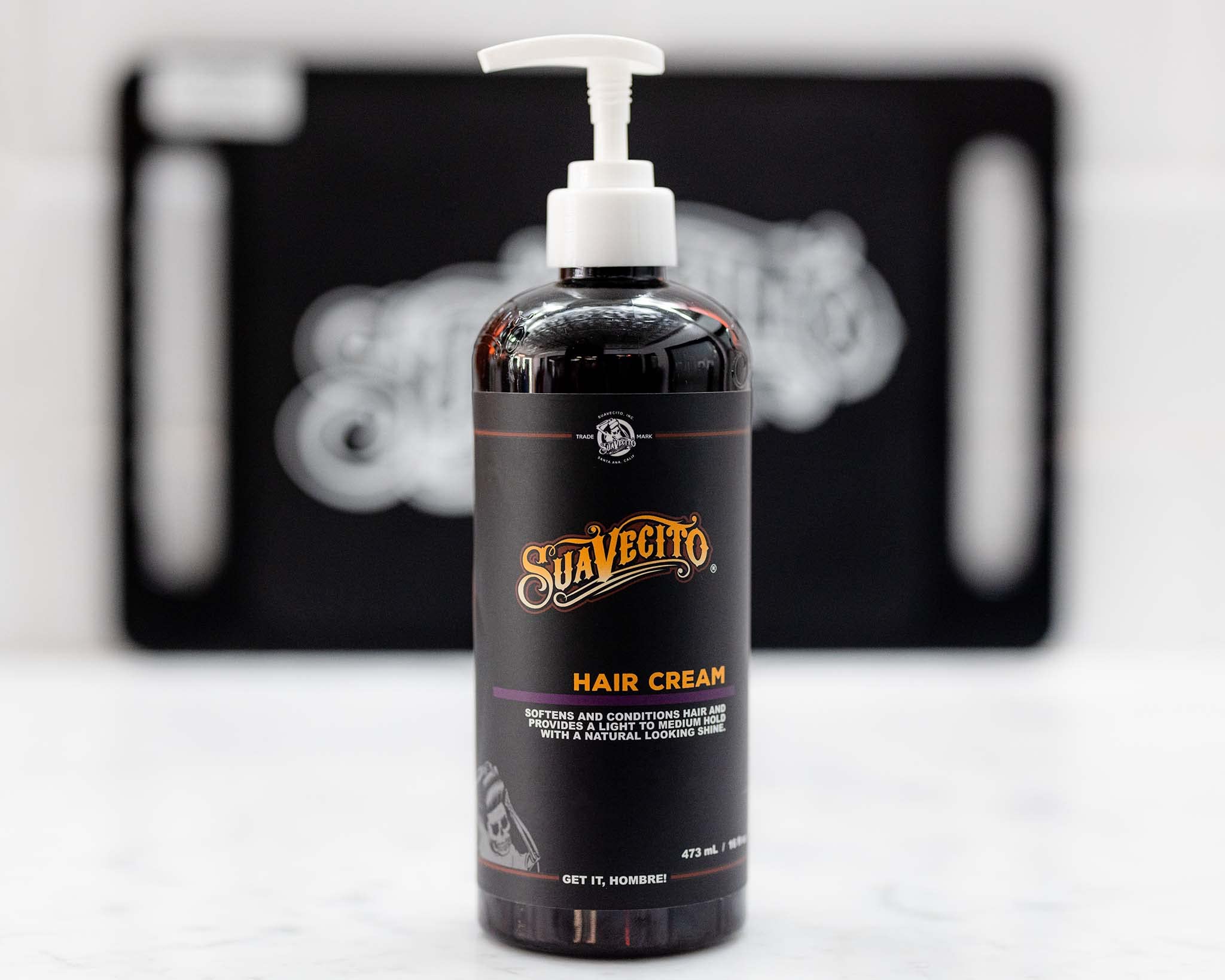 Suavecito Hair Cream all-day-sheen, manageable natural finish.