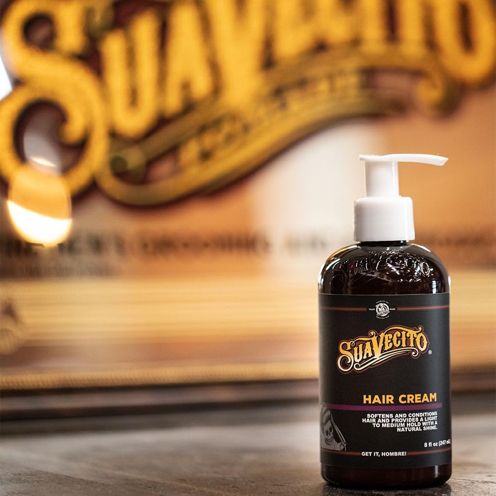 Suavecito Hair Cream shine-closeup demonstrates healthy gloss and frizz control