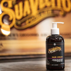 Suavecito Hair Cream shine-closeup demonstrates healthy gloss and frizz control
