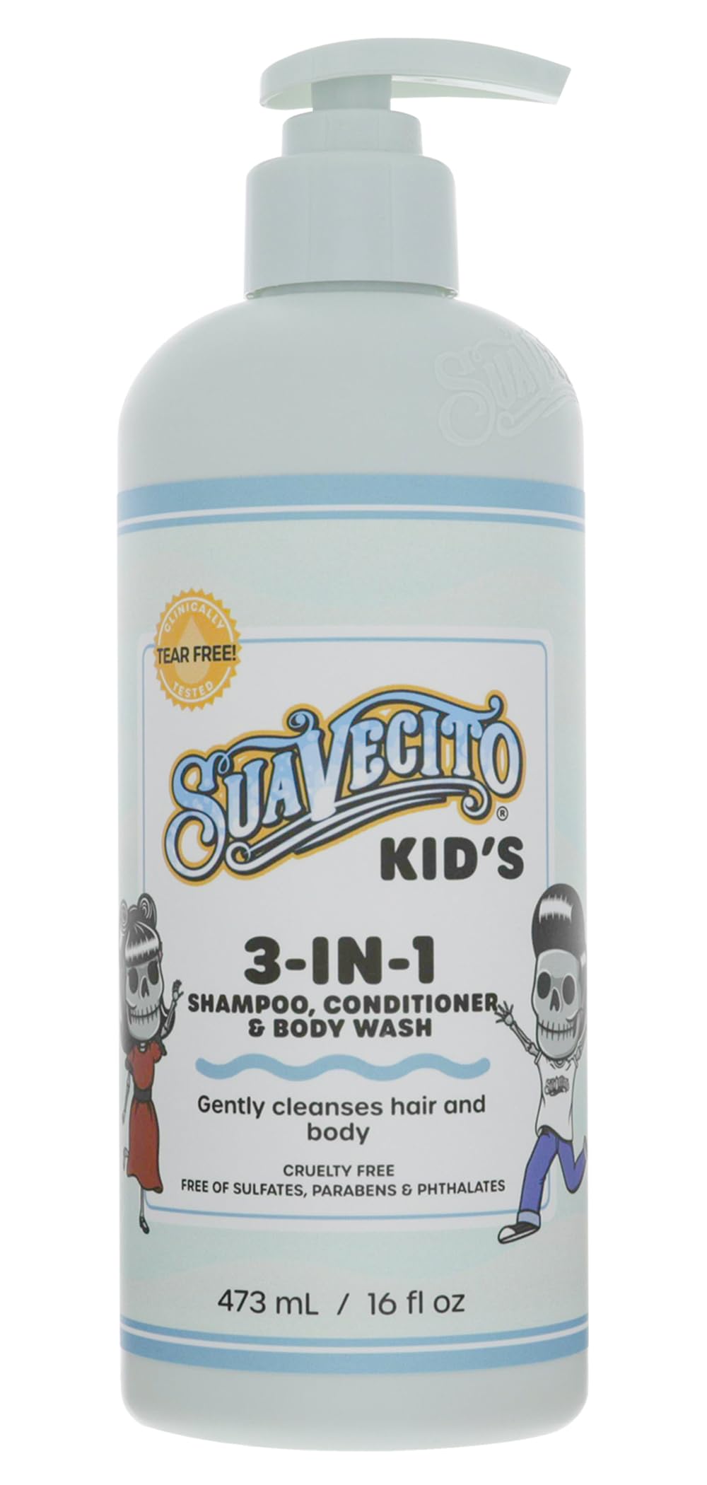 Suavecito Kid's 3-in-1 milk honey scent bottle for gentle cleansing.