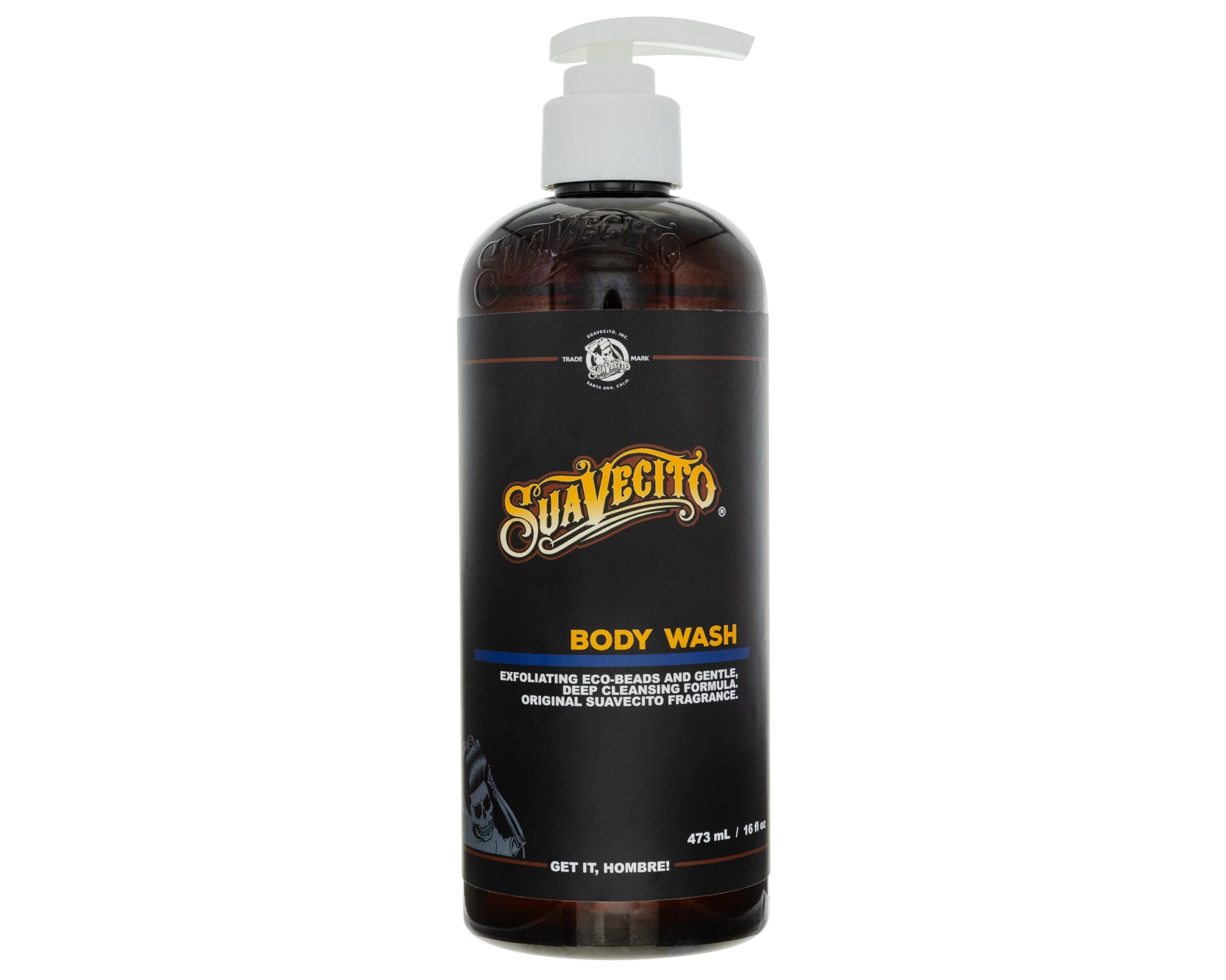 Suavecito men's body wash bottle with exfoliating formula for deep clean