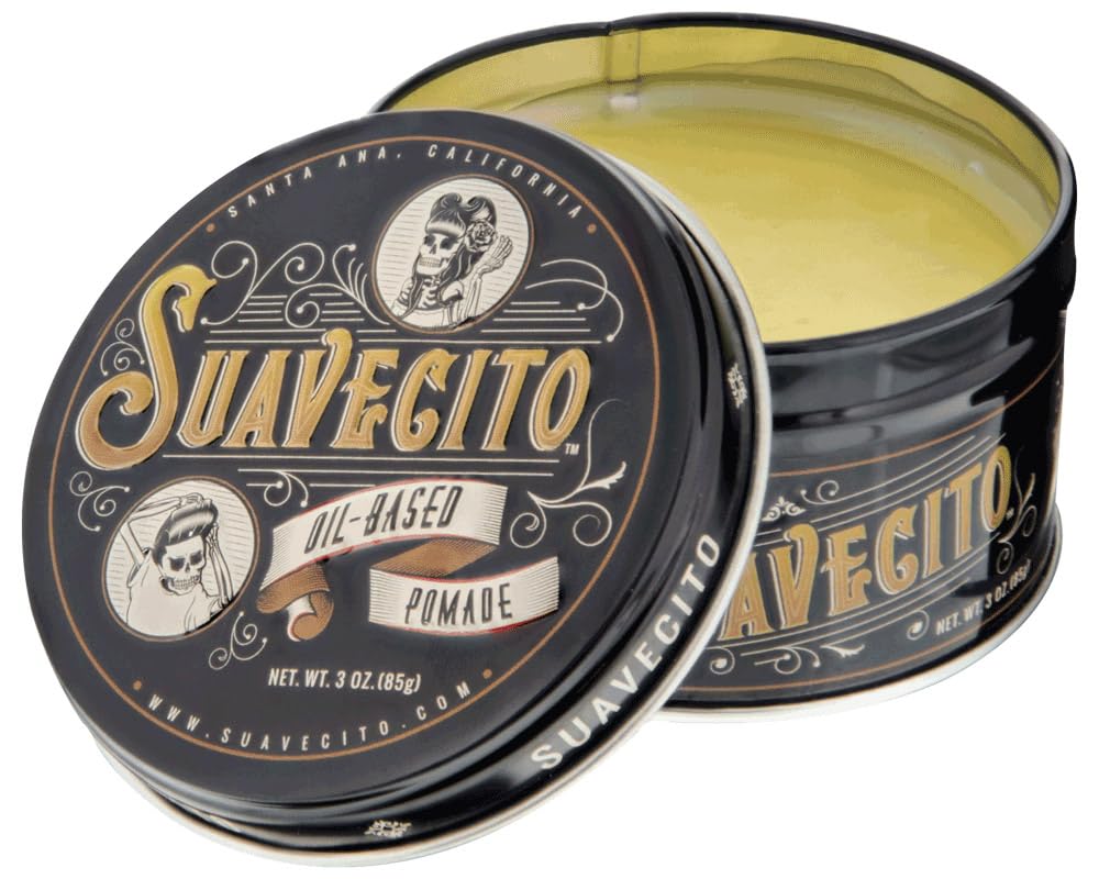 Suavecito Original fragrance bottle evokes classic barbershop aroma for retro styling.