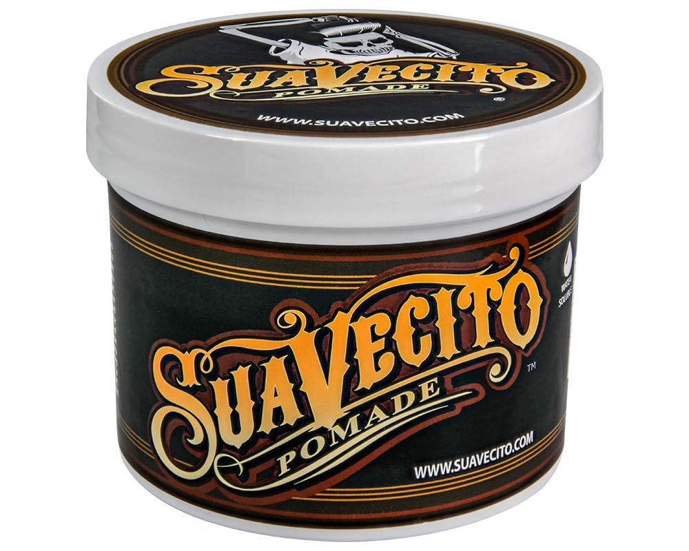 Suavecito Original Hold Pomade bottle shows medium hold for all-day styling.