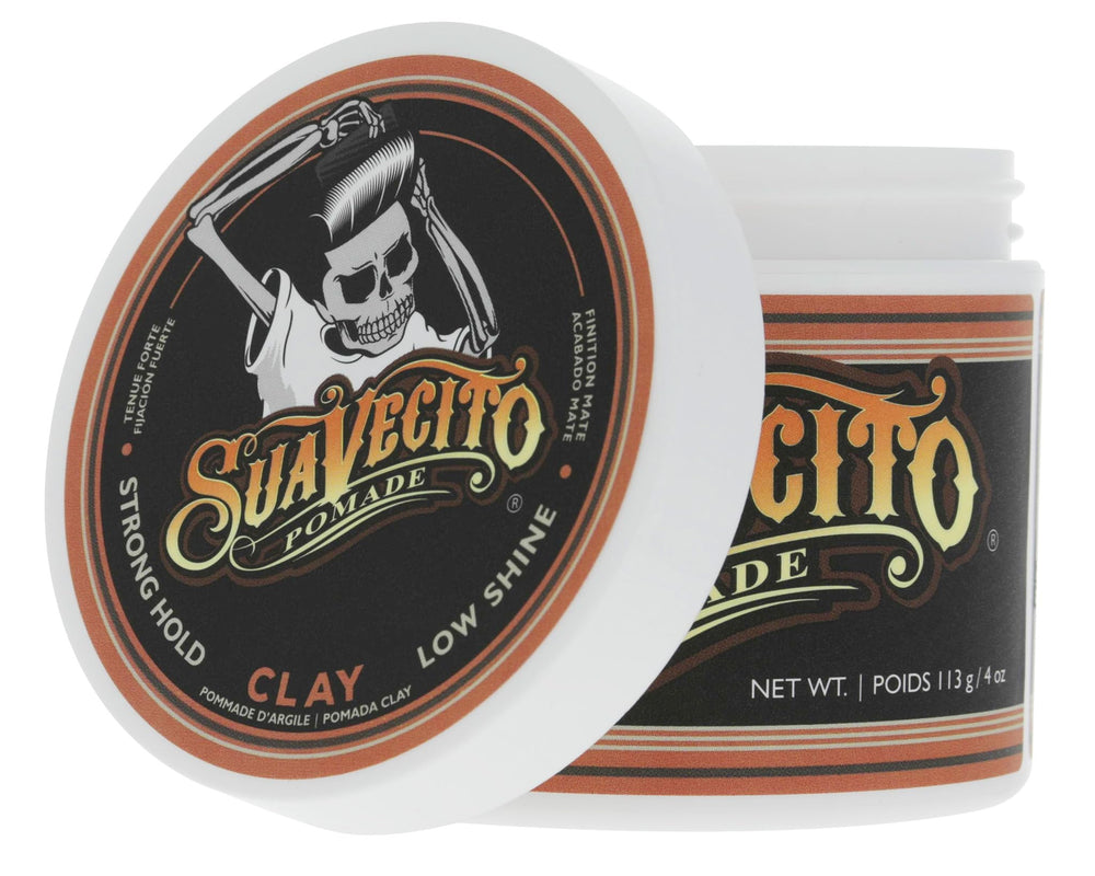 Suavecito Pomade Firme Clay short hair sculpt demonstrates grip and definition