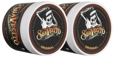 Suavecito Pomade Original bottle close-up, creamy texture for easy styling and hold.