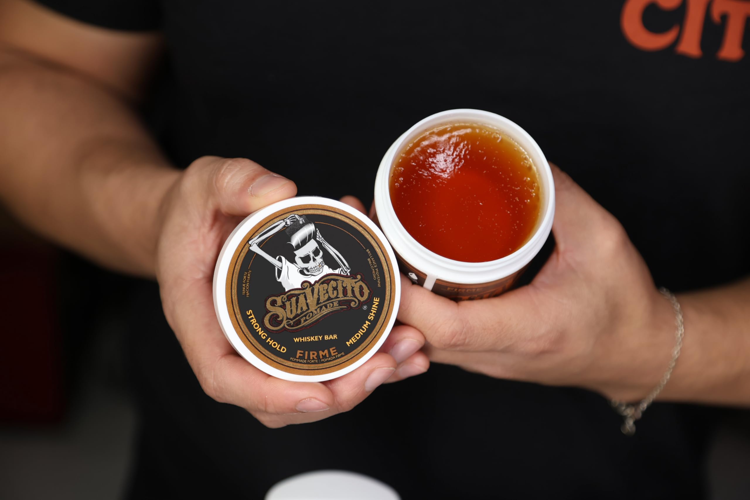 Suavecito Pomade Original Hold creamy formula offers pliable hold without flakes.