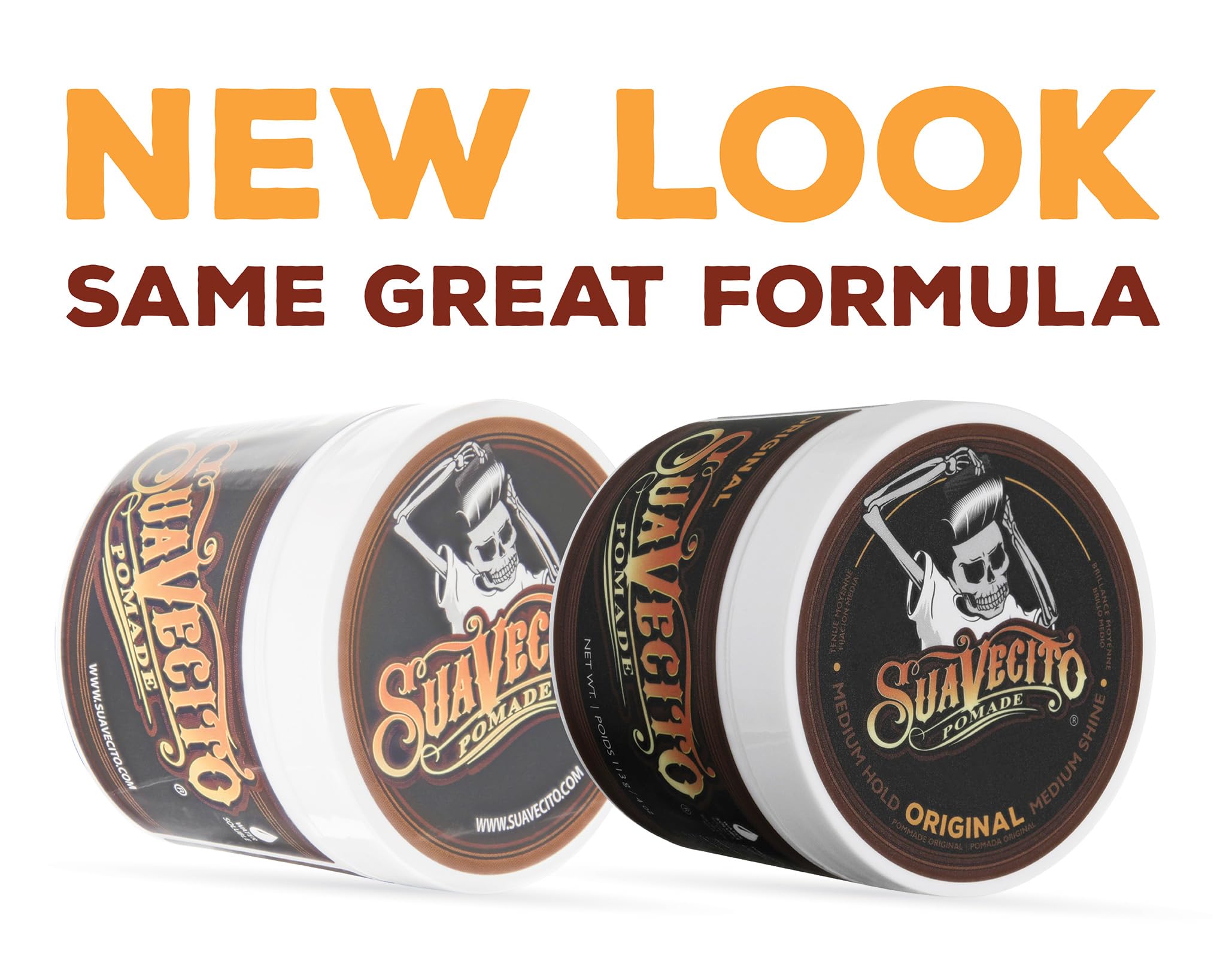 Suavecito Pomade Original Hold jar closeup showing creamy texture for easy application