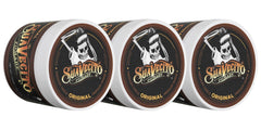 Suavecito Pomade Original Hold jar front demonstrating flexible hold for all-day style