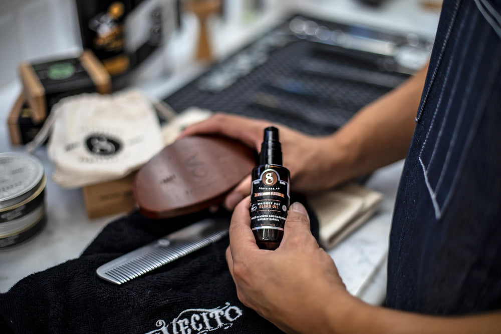 Suavecito Premium Blends Beard Oil amber bottle protects formula and extends shelf life.