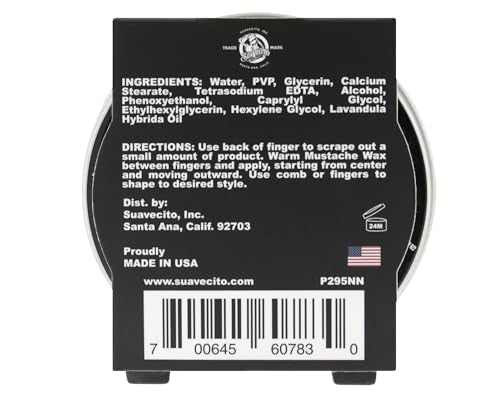 Hands scoop Suavecito Whiskey Bar Mustache Wax for precise contour and control.