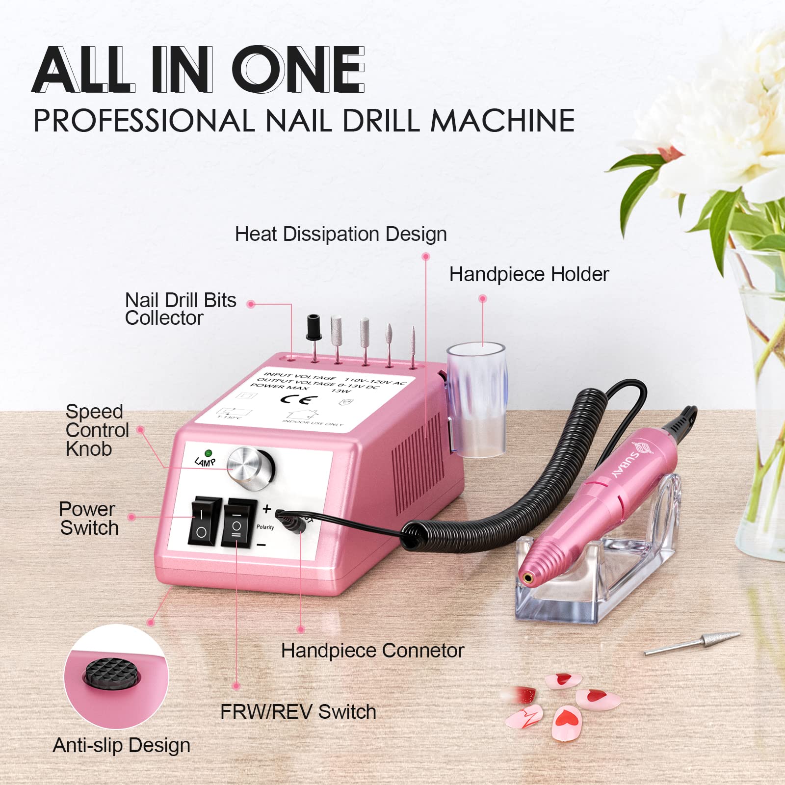 SUBAY nail drill forward-reverse switch for ambidextrous use