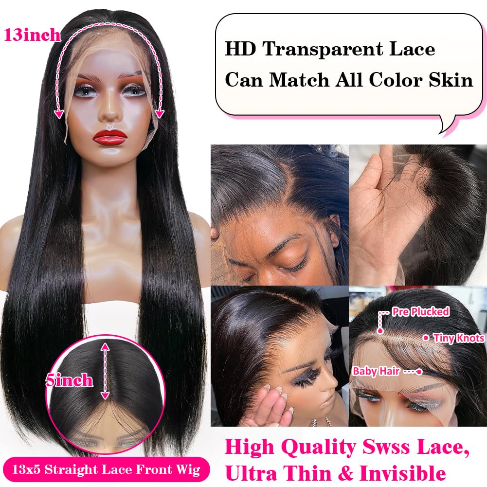 Subella HD lace front wig 26-inch hairline closeup reveals pre-plucked detail and baby hair options.