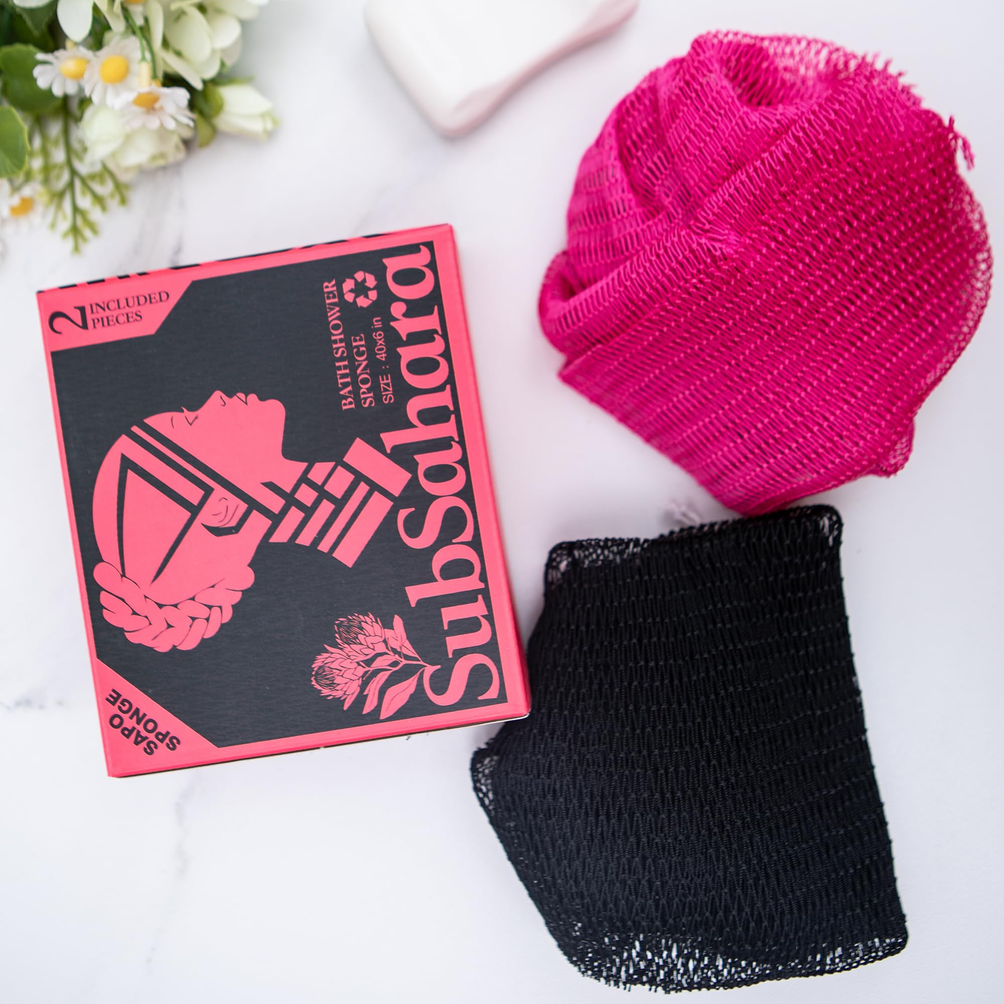 SubSahara net sponge open-weave design builds rich lather for easy cleansing.