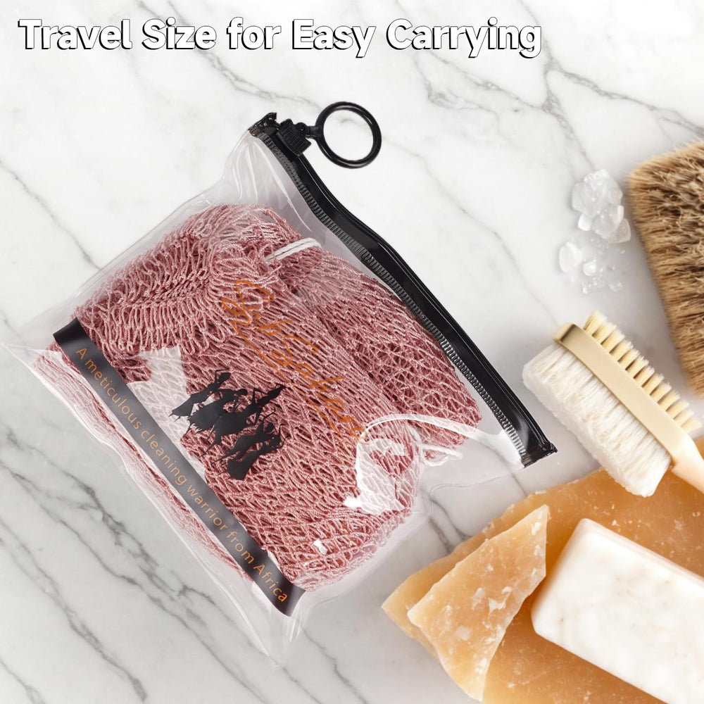 SubSahara authentic african net sponge travels easily with a compact pouch
