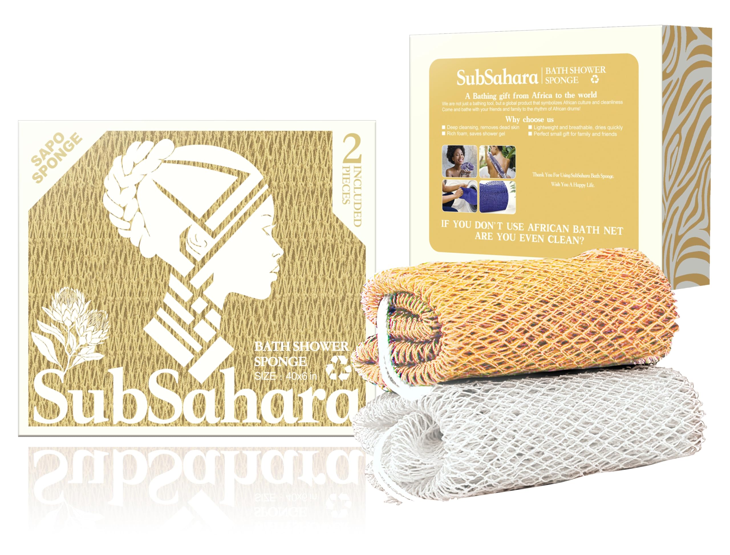 Esponja SubSahara con nudo auténtico para exfoliación suave.