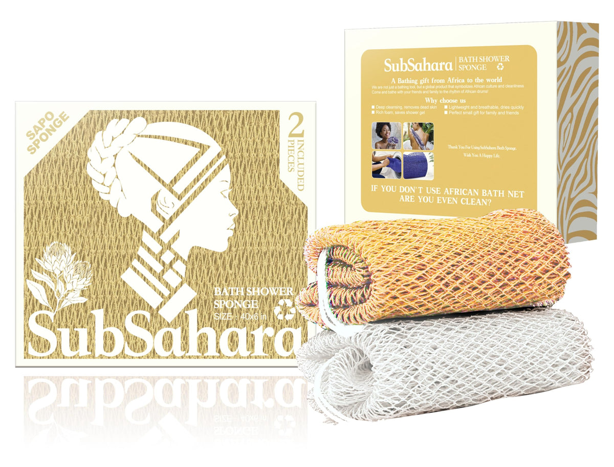 Esponja SubSahara con nudo auténtico para exfoliación suave.