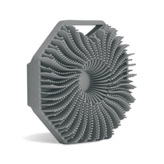 Sud Scrub antimicrobial silicone body scrubber front view in charcoal for durable exfoliation.