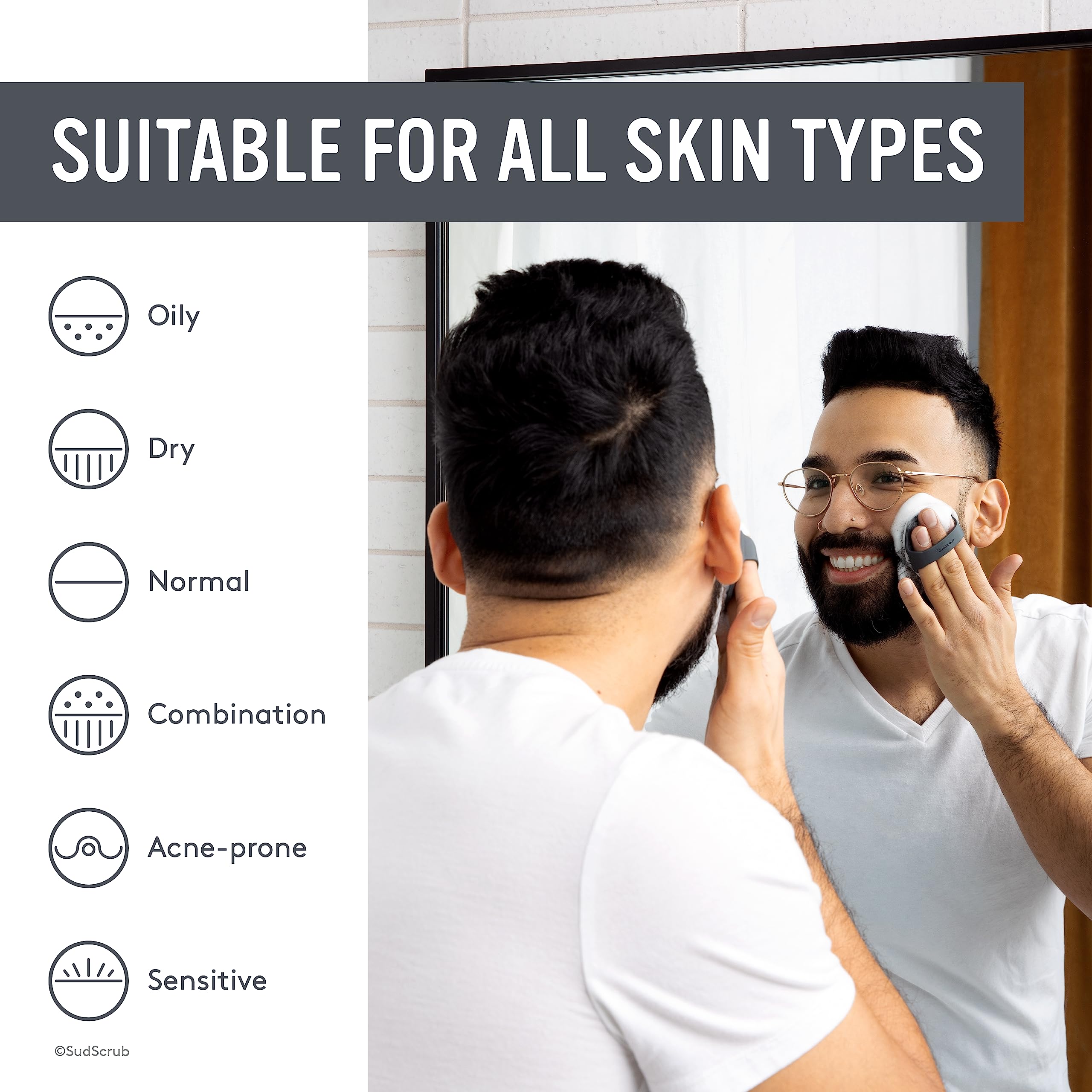 Sud Scrub Charcoal durable silicone construction endures daily cleansing