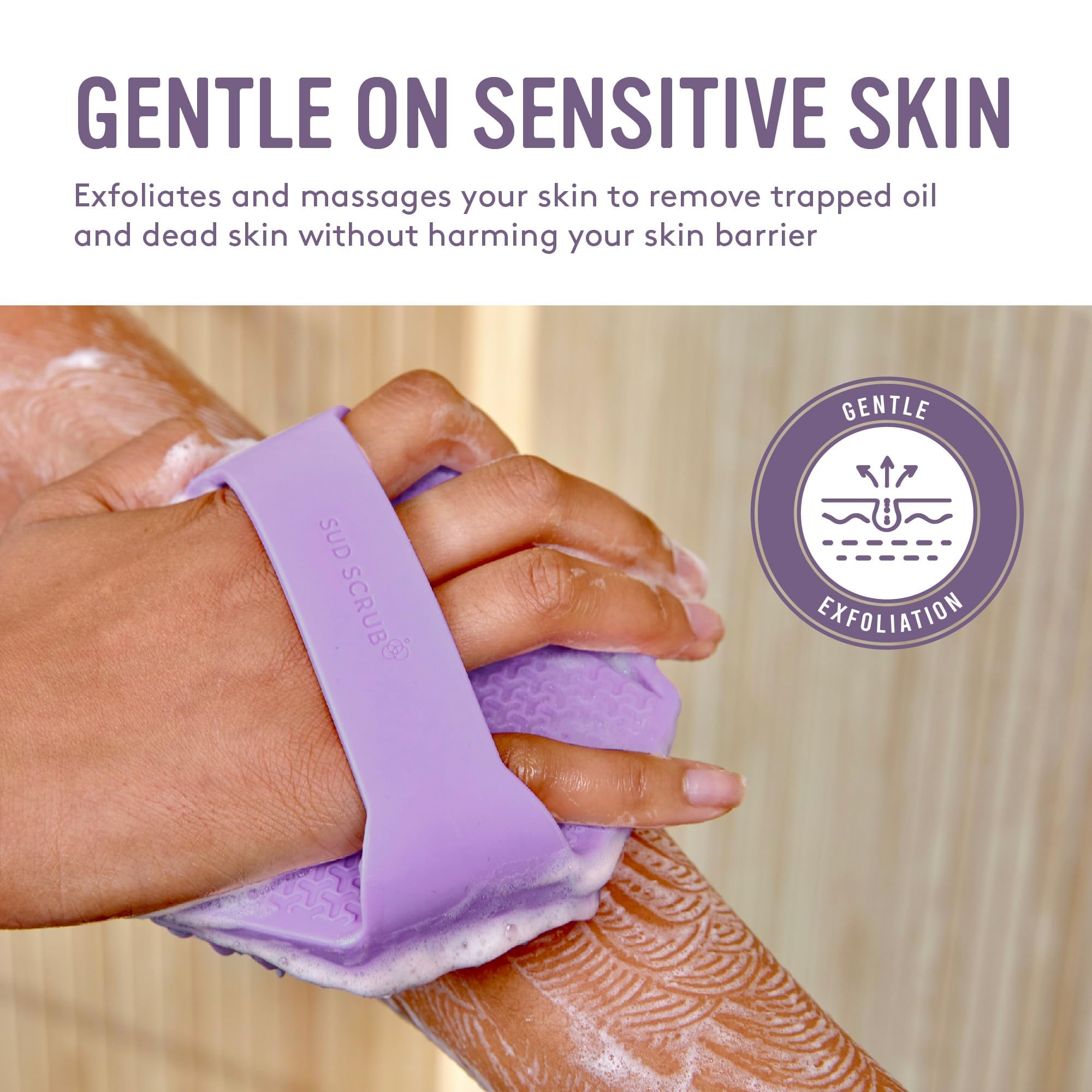 Sud Scrub ultra-durable silicone scrubber built to last through daily showers