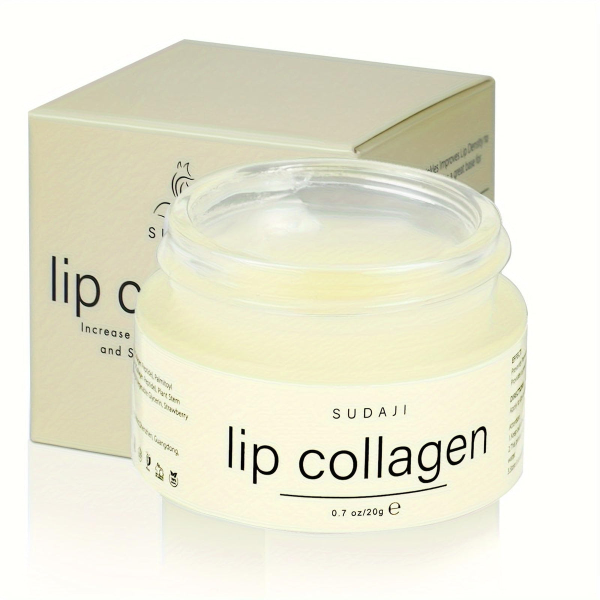 SUDAJI lip collagen peptide jar for deep hydration and smoother lips.