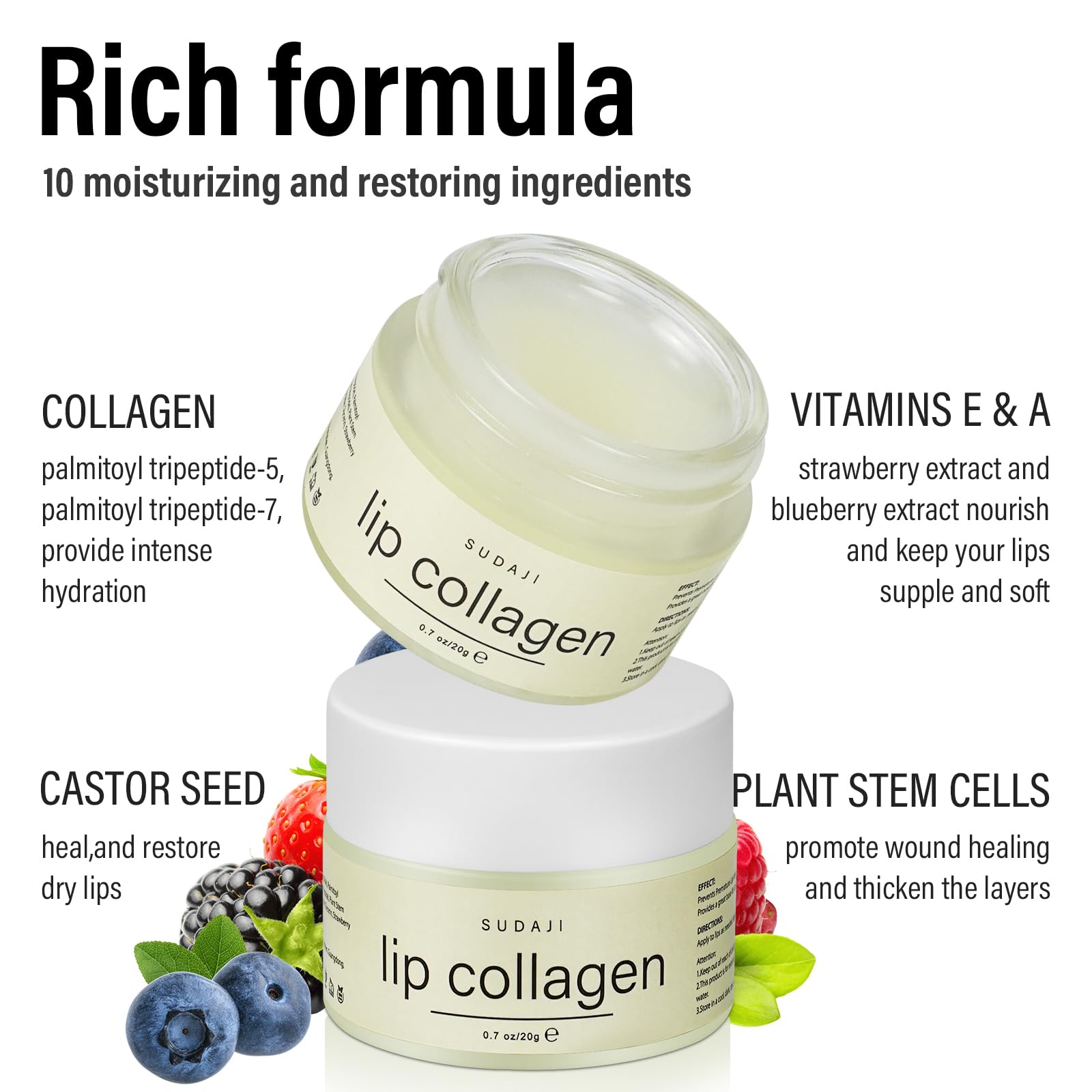 SUDAJI lip mask night-application showing overnight moisture and soft lips.