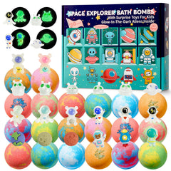 SudsyRoar Galaxy Bath Bombs 20-pack reveals space toys for imaginative bath time play.