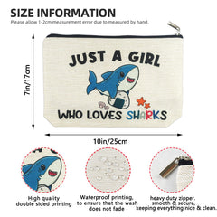 Inside space of Suemetic shark gifts makeup bag showing roomy compartments for cosmetics and toiletries