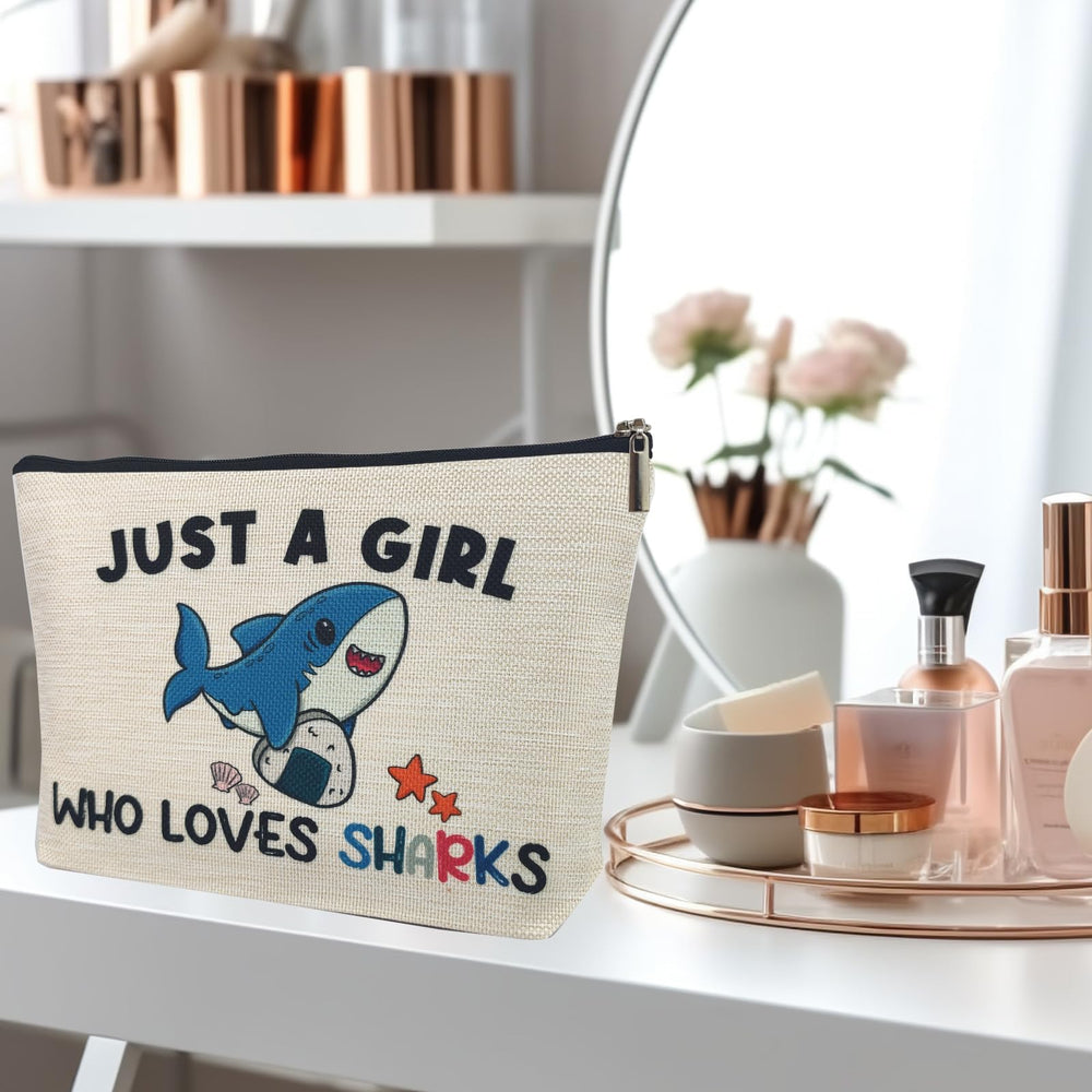 Suemetic shark gifts makeup bag used as travel pouch or organizer