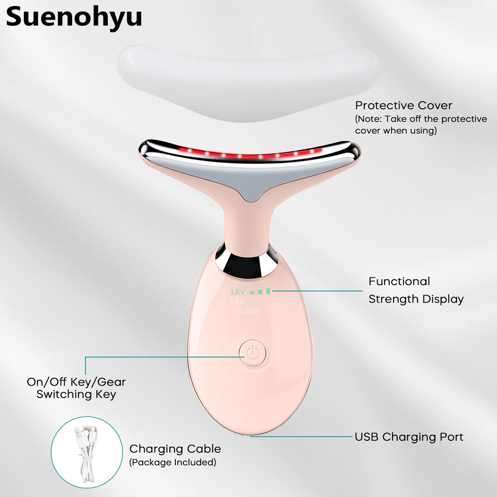 Suenohyu facial massager 160-degree curve fits face and neck comfortably.