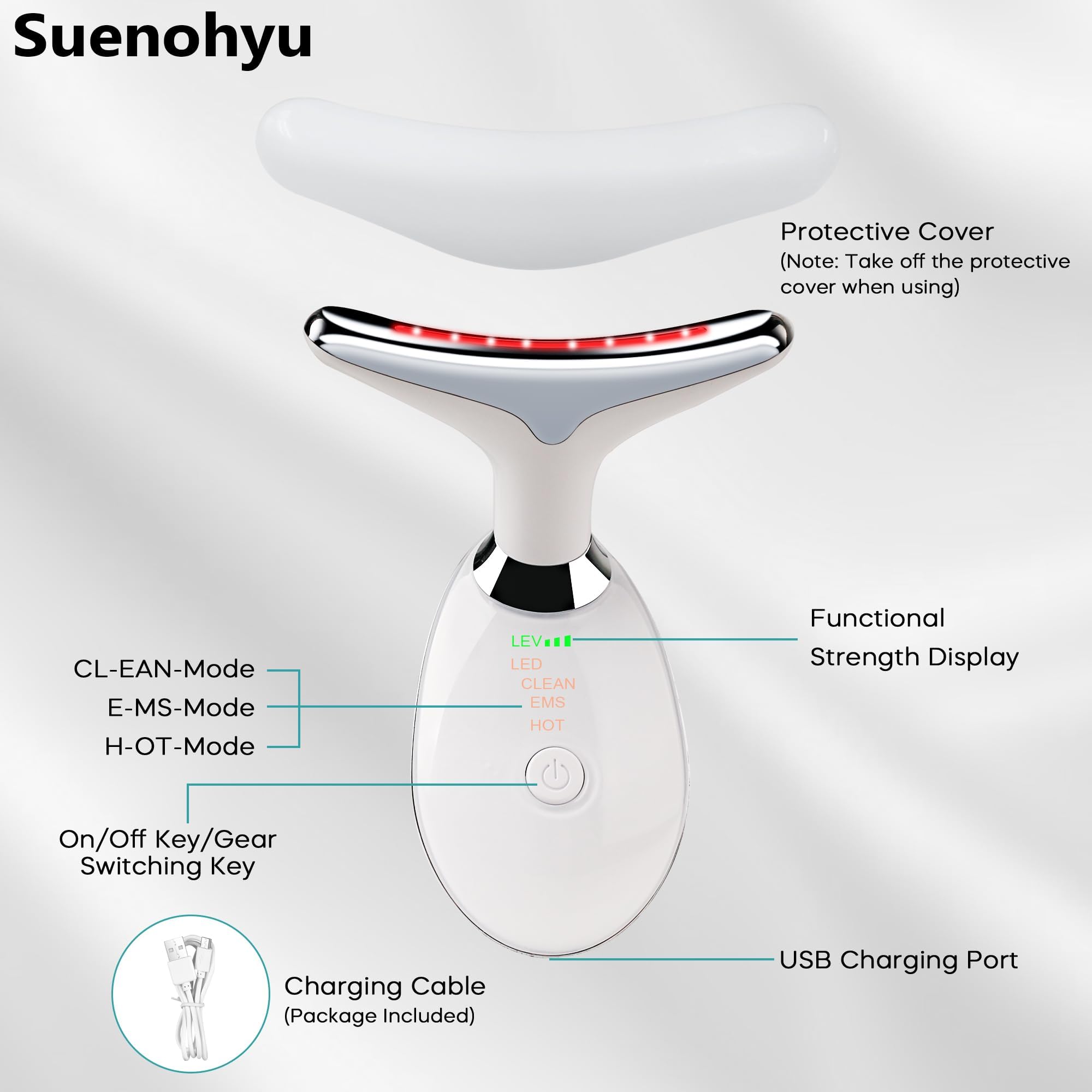 Suenohyu LED seven-color modes display panel for versatile skin-care options.