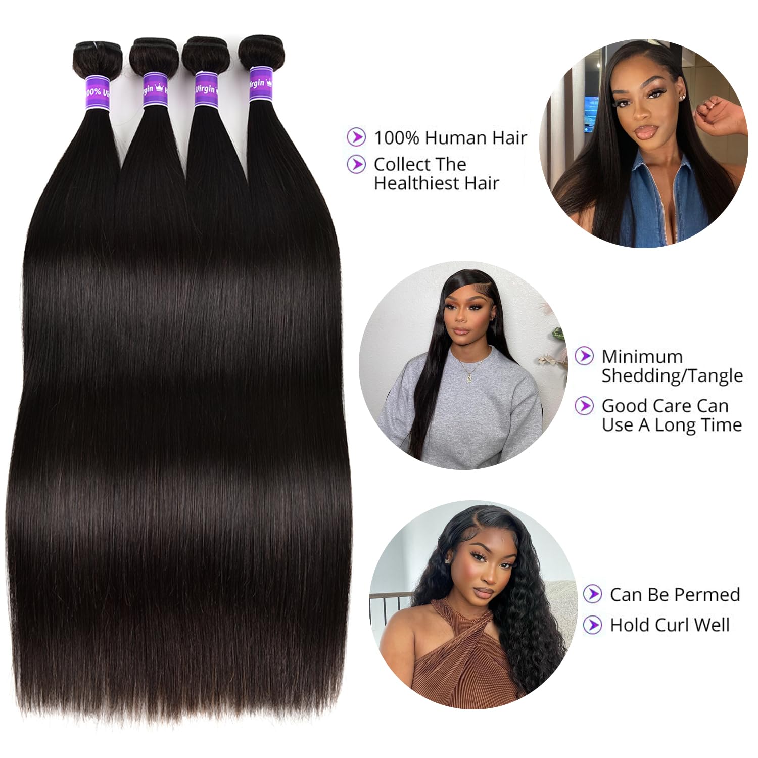 Sufeiya Hair four bundles stacked—full density for a voluminous, party-ready style.
