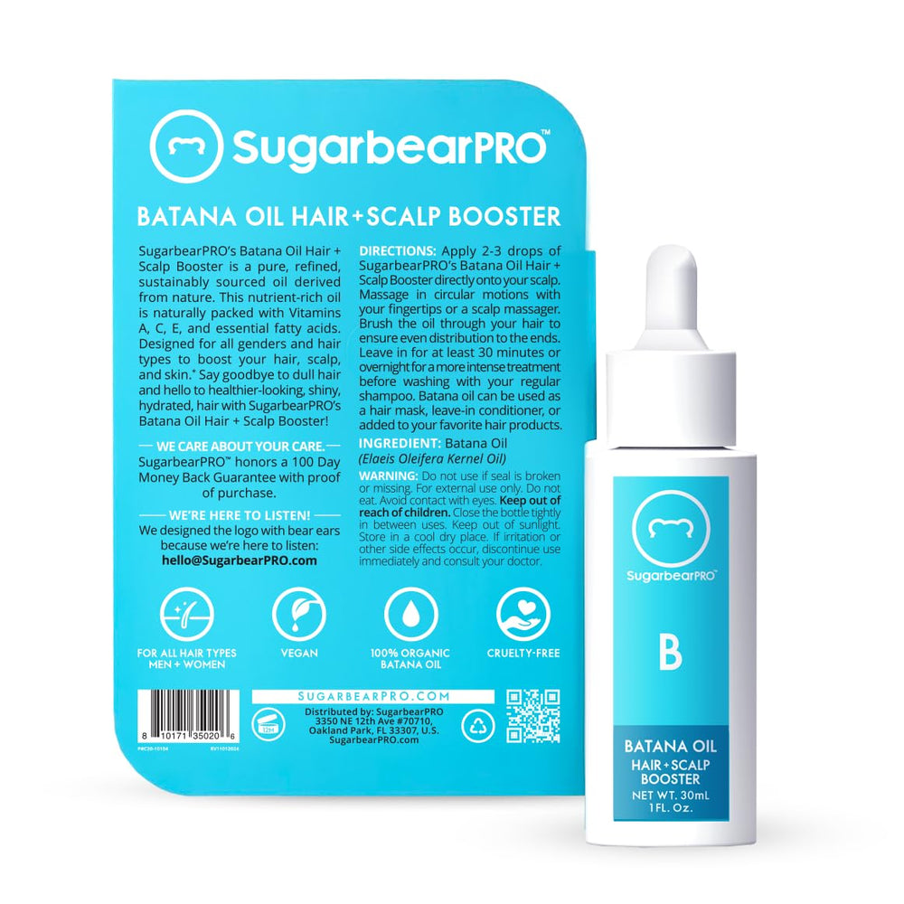 SugarBearHair Batana Oil applied to hair strand for potential shine