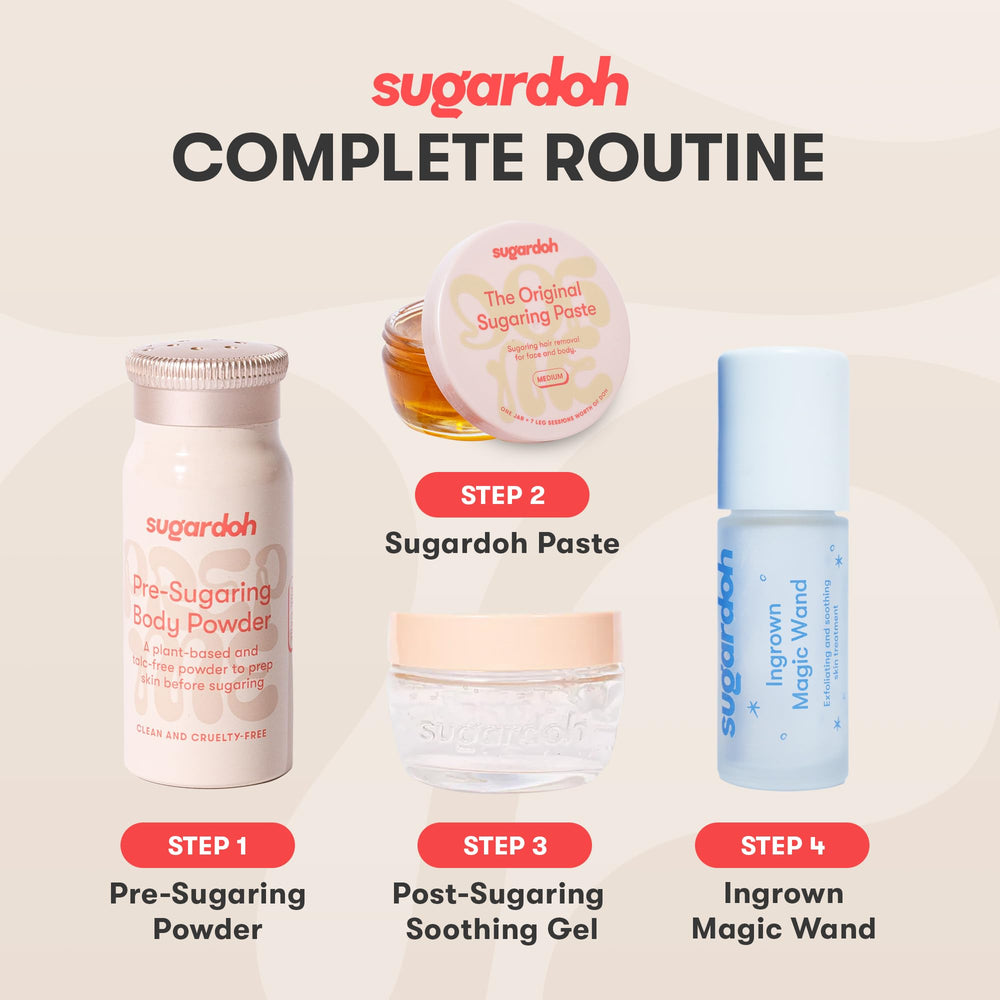 Sugardoh Pre-Wax Powder small bottle suits at-home waxing routines.