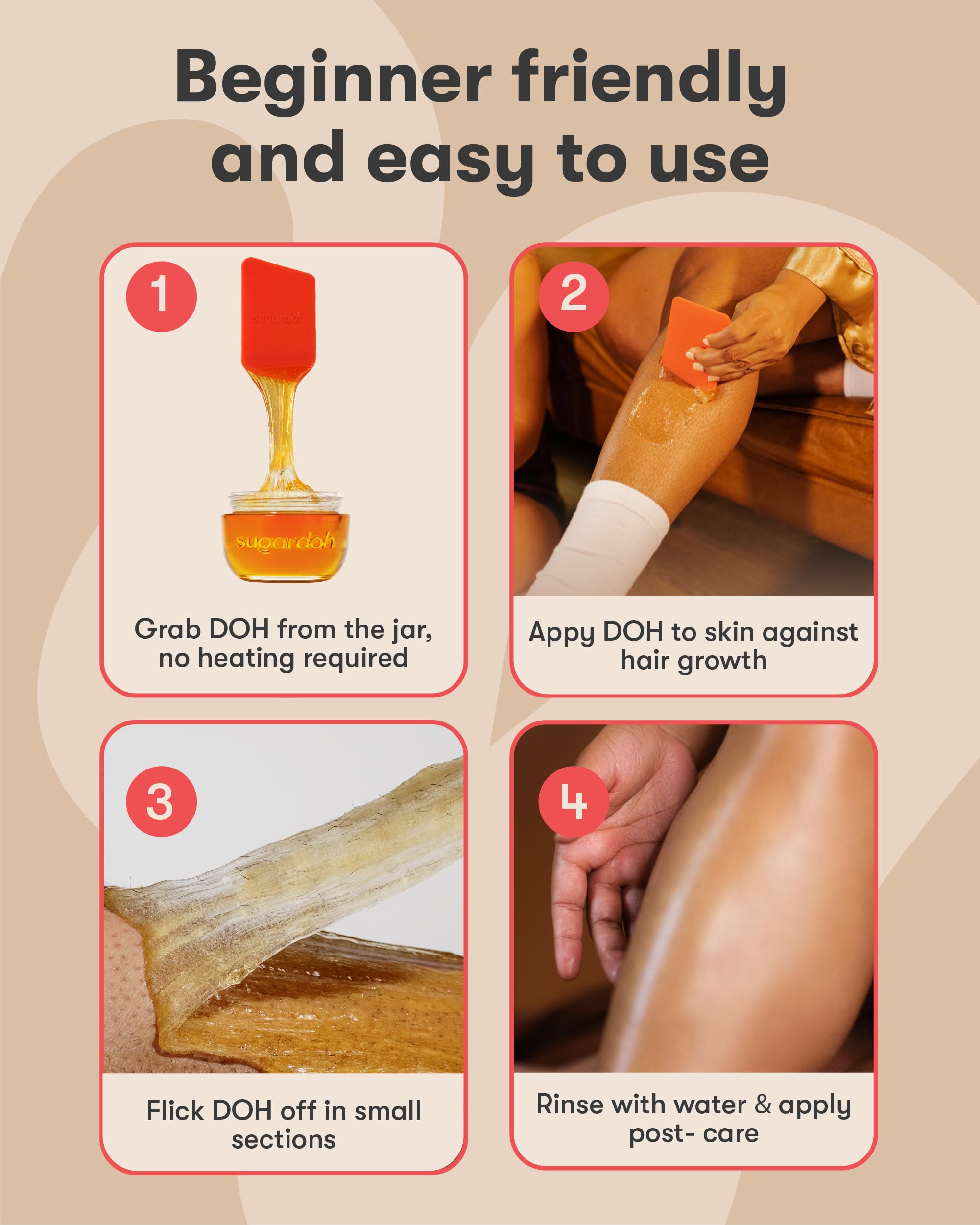 Sugardoh vegan, biodegradable formula emphasizes clean, sustainable ingredients.