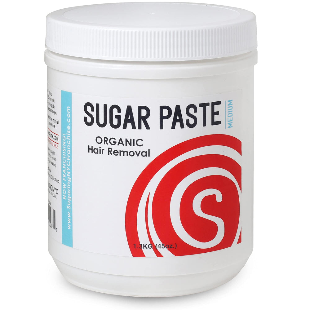 Sugaring NYC paste bottle label highlights organic formula for easy home hair removal