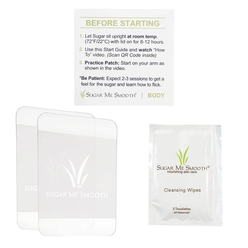 Sugar Me Smooth water-soluble cleanup scene highlights easy rinse-off.