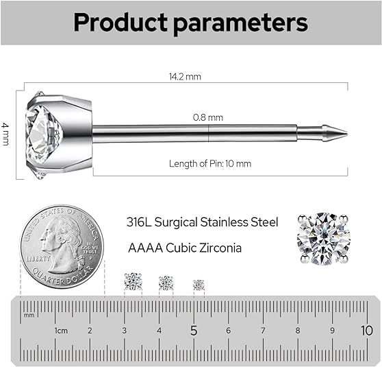 SugarTang 316L surgical steel components for sensitive ears.