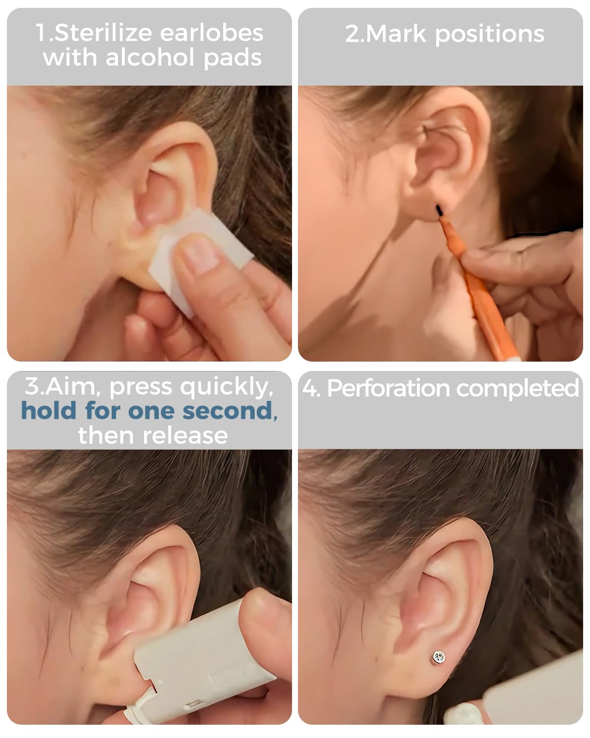 SugarTang disposable ear piercing gun in sterile packaging for one-time use.