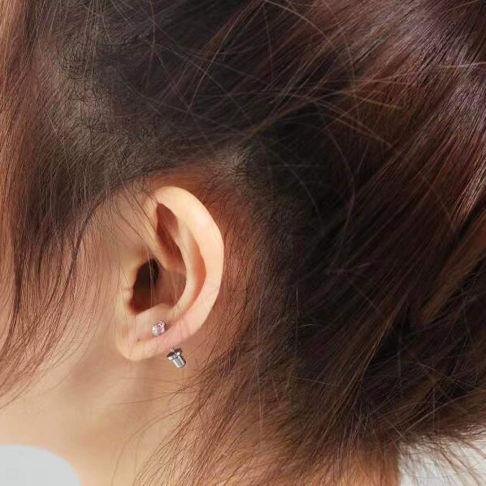 SugarTang four-prong 4mm cubic zirconia studs sparkle as starter earrings.