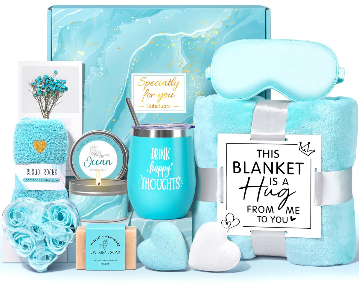 Suhctuptx birthday gift basket open box showcases premium contents for a special celebration.