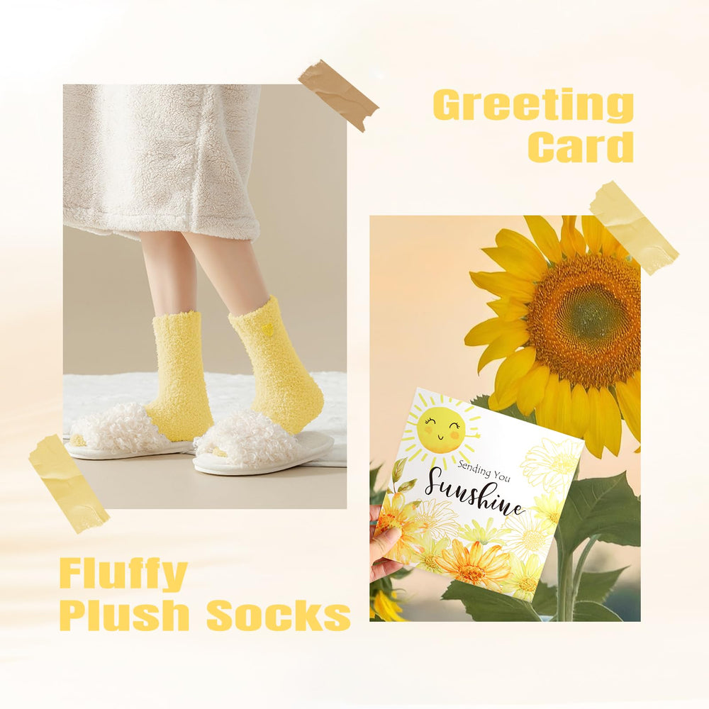 Suhctuptx Fuzzy socks yellow plush warmth for all-day comfort.