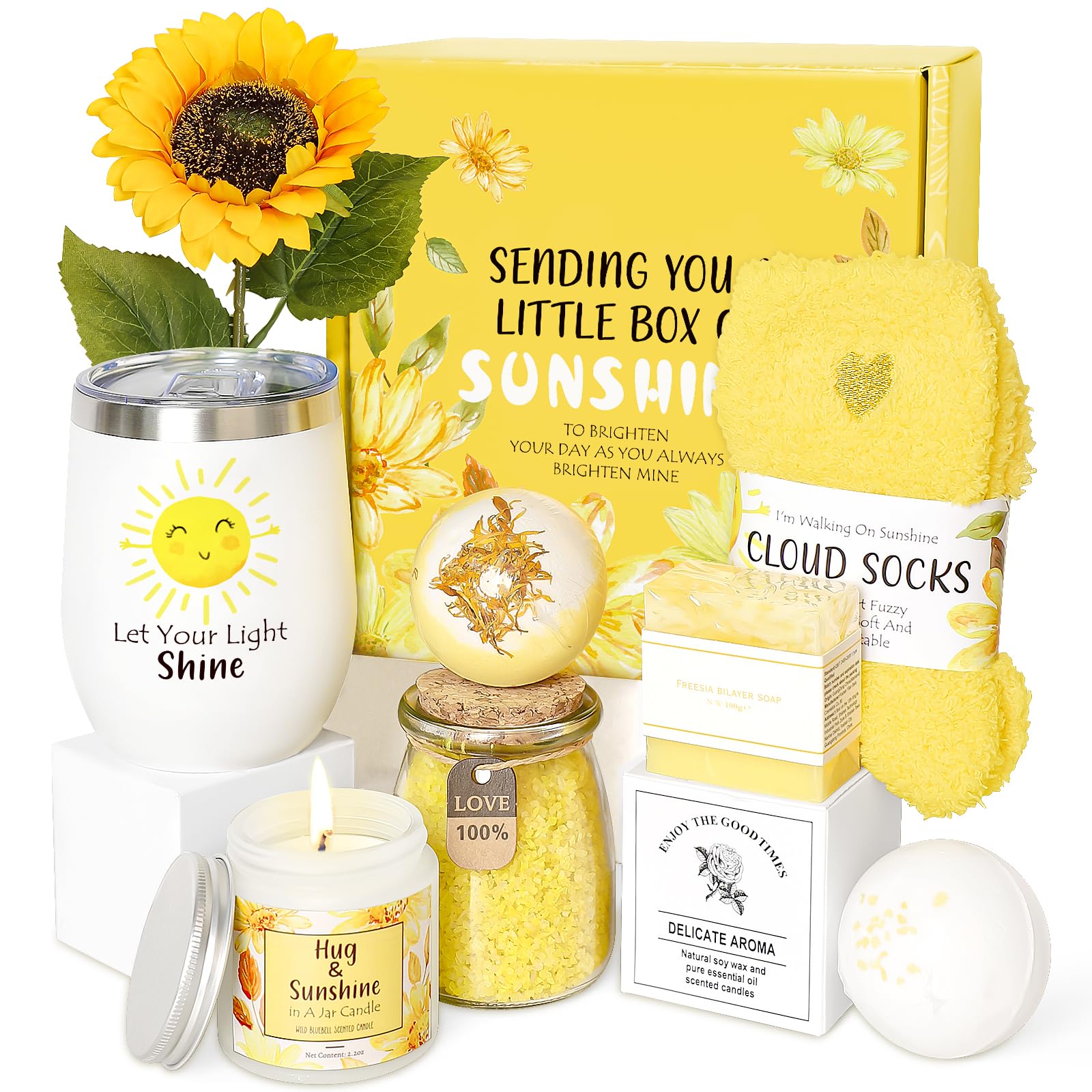 Suhctuptx Sunshine Box front showcases a cheerful gift that brightens her day.