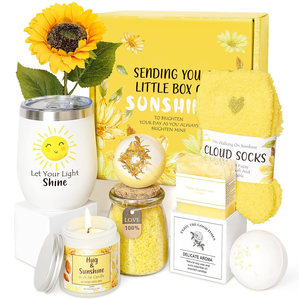Suhctuptx Sunshine Box front showcases a cheerful gift that brightens her day.