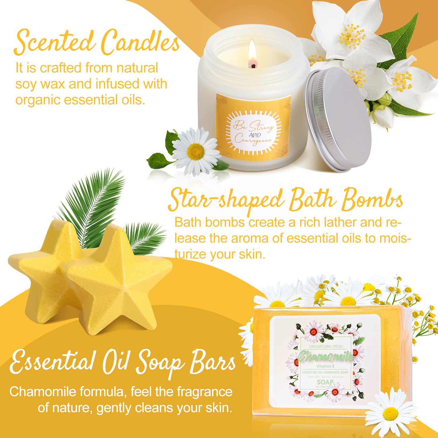 Suhctuptx sunshine-box-scented-candles create a relaxing home spa ambiance.