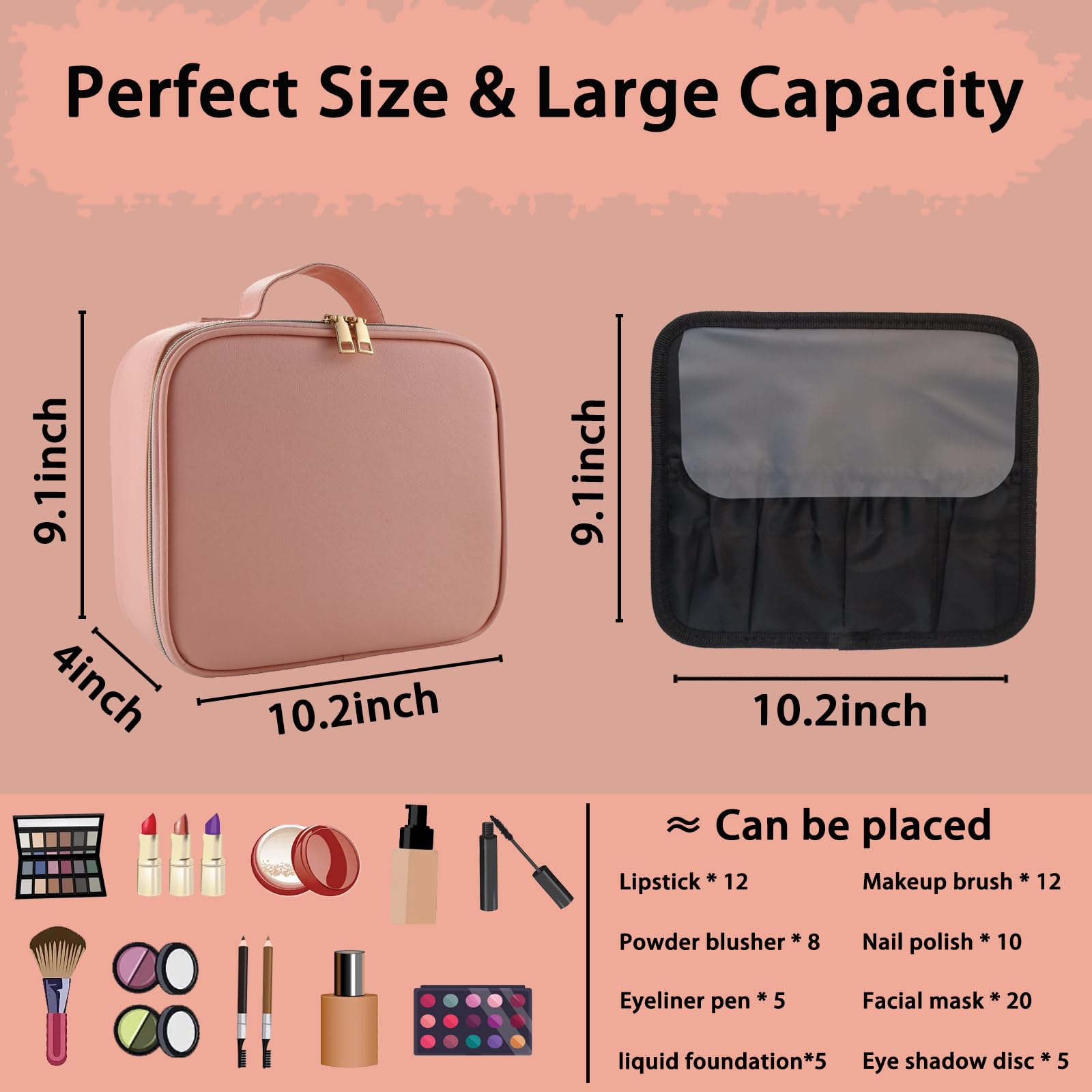 SUILU makeup bag LED mirror detachable stand for flexible tabletop use