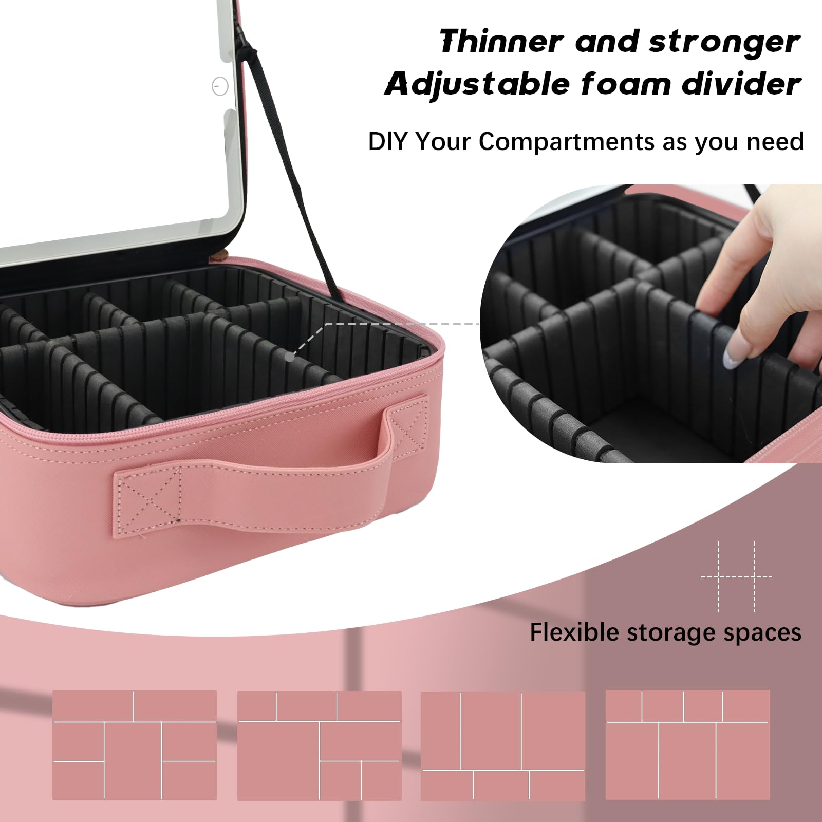 SUILU travel organization pockets showing adjustable compartments