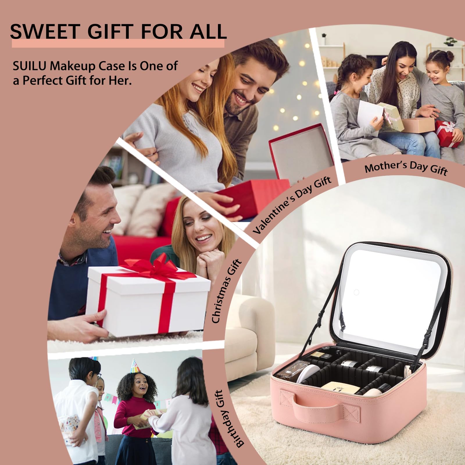 SUILU PU leather waterproof makeup bag easy to clean and durable